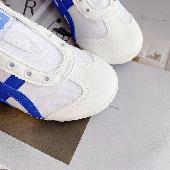 Onitsuka Tiger by Asics White and Blue Canvas Sneakers - Picture 4 of 9